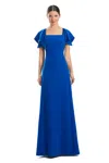 Alexander By Daymor 1997s24 A Line Formal Flutter Sleeve Evening Dress In Blue