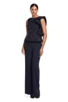 Alexander By Daymor 2039-45f24 Long Formal Ruffle Peplum Lace Jumpsuit In Blue
