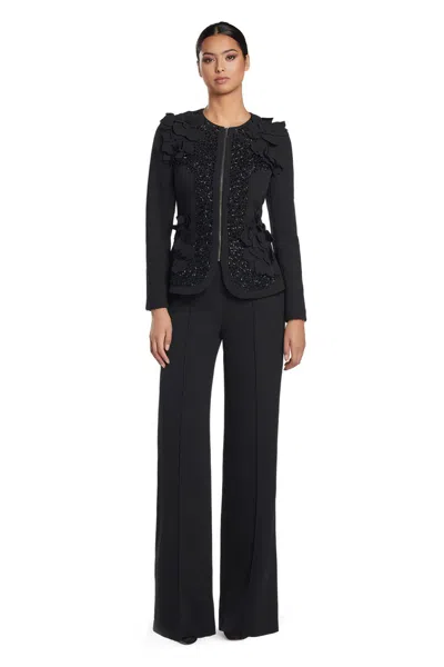 Alexander By Daymor 2040-45f24 Long Sleeve Mother Of The Bride Peplum Jumpsuit In Black