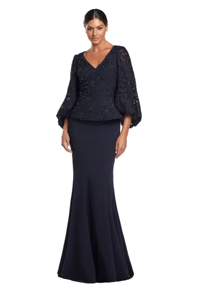 Alexander By Daymor 2042-44f24 Mother Of The Bride Long Formal Lace Dress In Blue