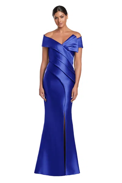 Alexander By Daymor 2052f24 Pleated Formal Long Evening Slit Dress In Blue