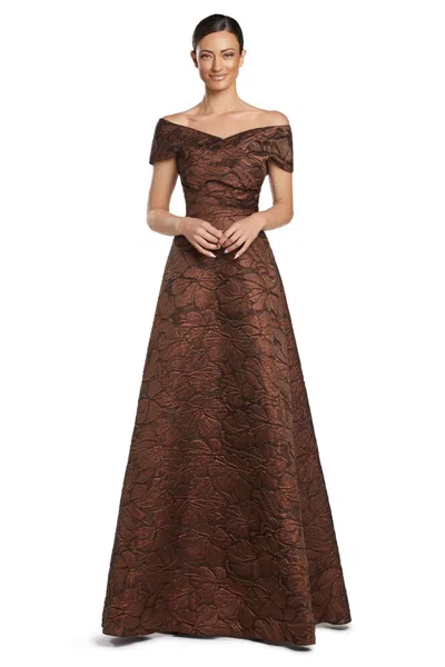 Alexander By Daymor 2054f24 A Line Long Formal A Line Pocket Evening Dress In Brown