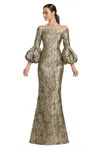 Alexander By Daymor 2054f24 Long Formal Fitted Evening Dress In Brown