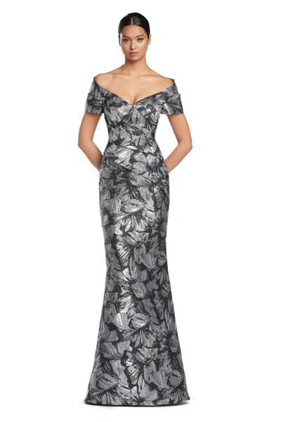 Alexander By Daymor 2062f24 Printed Long Formal Evening Pleated Dress In Multi