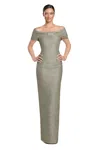 Alexander By Daymor 2066f24 Pleated Long Formal Evening Glitter Dress In Gold