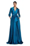 Alexander By Daymor 2067f24evening Long Formal Slit A Line Dress In Blue