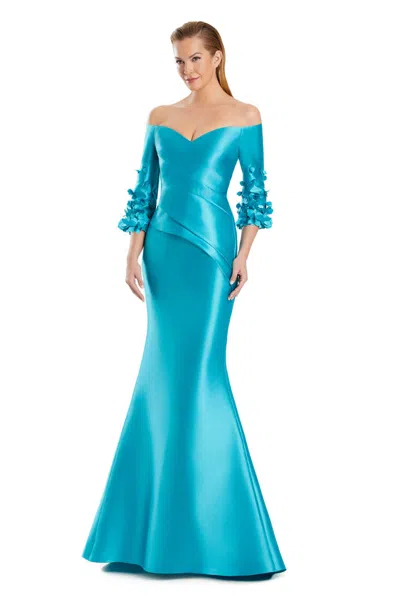 Alexander By Daymor 3049s25 Long Formal Mermaid Applique Dress In Blue