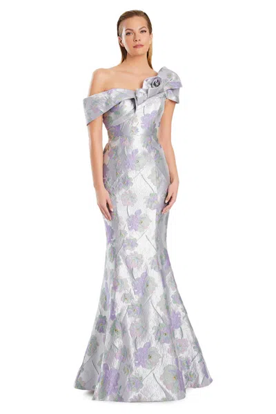 Alexander By Daymor 3050s25 Pleated Long Formal Printed Evening Dress In Multi