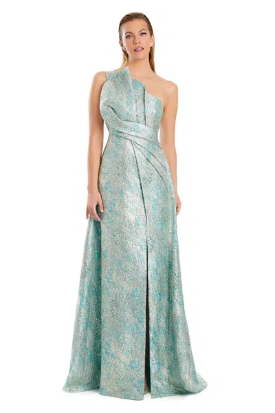 Alexander By Daymor 3067s25 A Line Long Formal Pleated Evening Prom Dress In Green