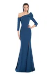 Alexander By Daymor 3069s25 Long Pleated Formal Slit Evening Dress In Blue