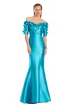Alexander By Daymor 3084s25 Long Formal Applique Evening Dress In Blue