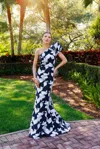 Alexander By Daymor 3085s25 Long Mermaid Formal Printed Evening Dress In Multi