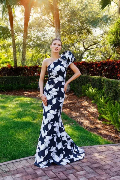 Alexander By Daymor 3085s25 Long Mermaid Formal Printed Evening Dress In Multi