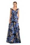 Alexander By Daymor 3095s25 Long Evening Printed Formal Dress In Gray