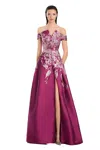Alexander By Daymor 3097s25 Long Pocket Formal A Line Slit Evening Dress In Purple
