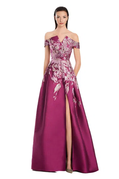 Alexander By Daymor 3097s25 Long Pocket Formal A Line Slit Evening Dress In Purple