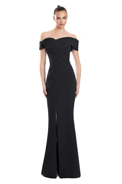 Alexander By Daymor 3123f25 Long Formal Fitted Evening Dress In Black