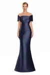 Alexander By Daymor 3134f25 Long Pleated Formal Evening Gown In Blue