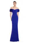 Alexander By Daymor 3136f25 Floral Formal Long Slit Evening Dress In Blue