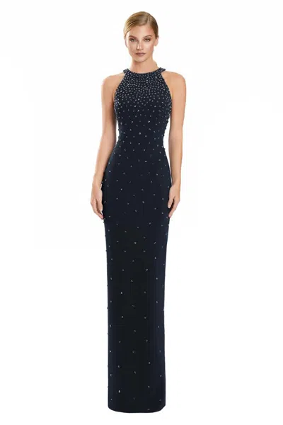 Alexander By Daymor 3143f25 Fitted Formal Long Beaded Evening Dress In Black