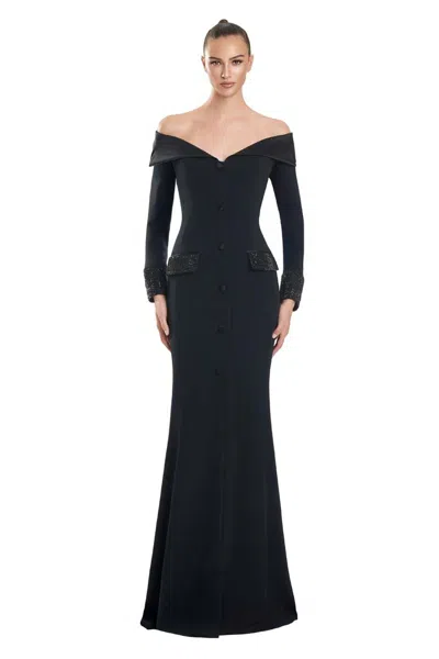 Alexander By Daymor 3149f25 Fitted Long Formal Evening Dress In Black
