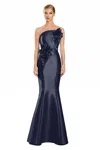 Alexander By Daymor 3152f25 3d Long Floral Mermaid Evening Dress In Blue