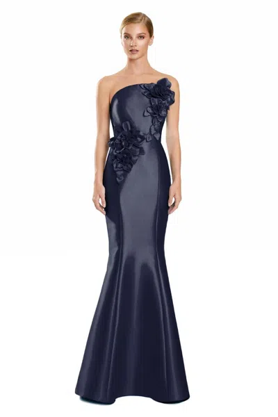 Alexander By Daymor 3152f25 3d Long Floral Mermaid Evening Dress In Blue