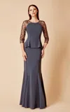 Alexander By Daymor 650 Long Fitted Formal Evening Dress In Gray
