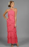 Alexander By Daymor 703451 Long Formal Tiered Evening Prom Dress In Red