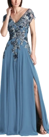 Alexander By Daymor 758 A Line Long Floral Formal Evening Dress