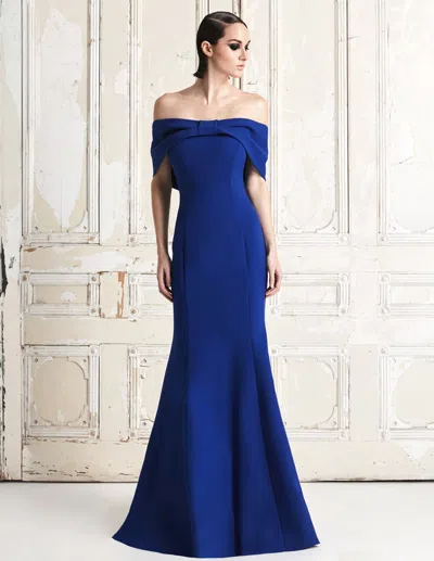 Alexander By Daymor 767 Long Formal Evening Dress In Blue