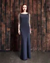 Alexander By Daymor 861 Long Formal Beaded Cape Evening Dress In Gray