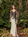 Alexander By Daymor 960 Beaded Long Sleeve Formal Applique Evening Dress