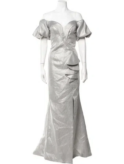 Pre-owned Alexander By Daymor Off-the-shoulder Long Dress W/ Tags In Grey
