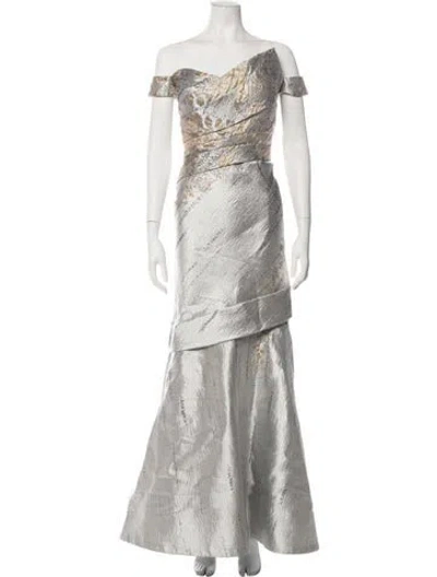 Pre-owned Alexander By Daymor Printed Long Dress In Grey
