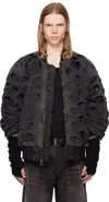 Alexander Digenova Black & Brown Double Layer Reversible Bomber Jacket In Black Oil Wash