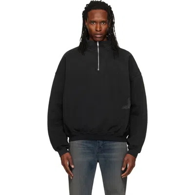 Alexander Digenova Black Stencil Logo Quarter Zip Sweater In Vintage Black