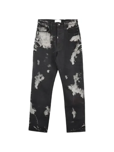 Alexander Digenova Bleach-effect Straight-leg Jeans In Black