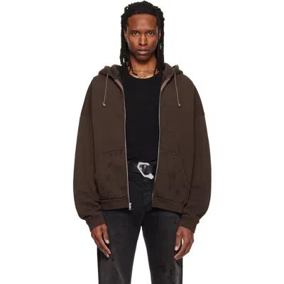 Alexander Digenova Brown Zip Up Painter Hoodie