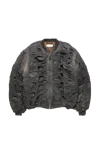 Alexander Digenova Double-layer Distressed Bomber Jacket In Black