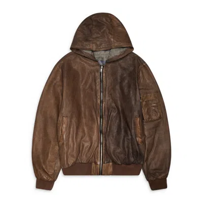 Alexander Digenova Leather Bomber Jacket Art Brown