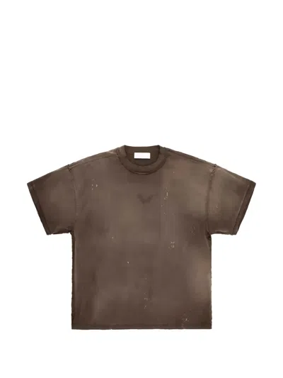 Alexander Digenova Logo-print Distressed T-shirt In Brown