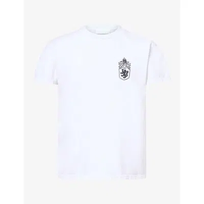 Alexander Digenova Mens Small Crest Cotton T-shirt Vintage White