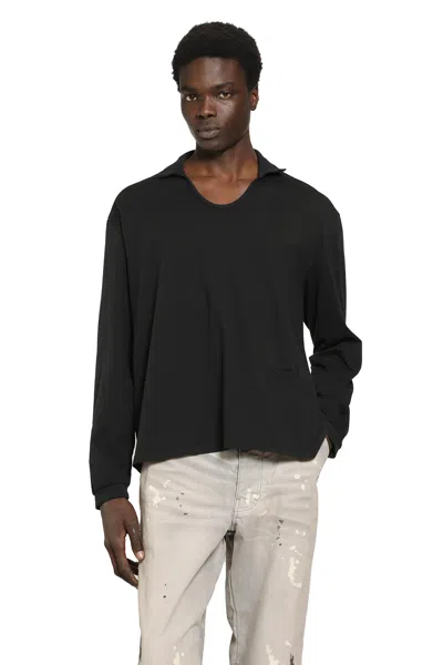 Alexander Digenova Pete Long Sleeve Polo Shirt In Black