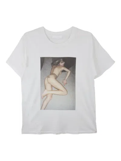 Alexander Digenova Slim Blonde Photographic-print Cotton T-shirt In White