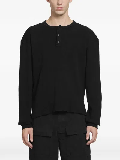 Alexander Digenova Thermal Henley T-shirt In Black