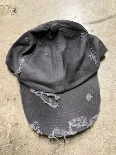 Pre-owned Alexander Digenova Trashed Dirty Grey Hat In Gray