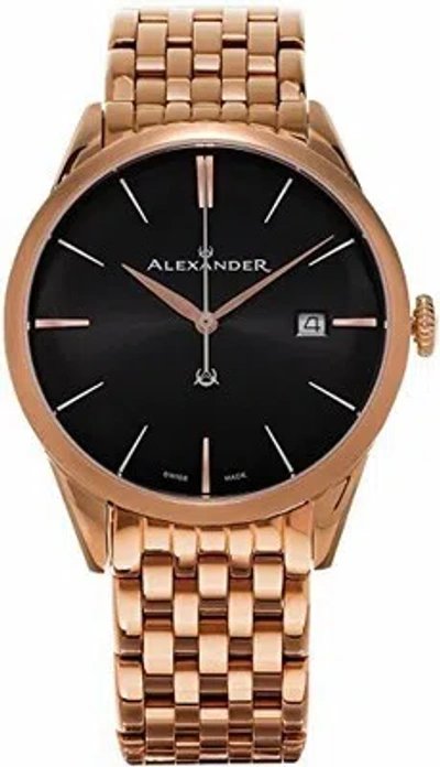 Pre-owned Alexander Heroic Sophisticated Black Dial Stainless Steel A911b-06