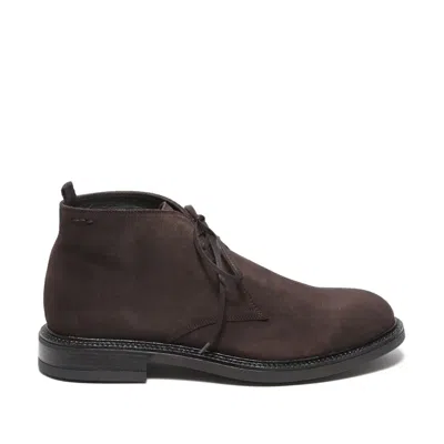 Alexander Hotto Ankle Boot In Raven Ebony Suede In Brown