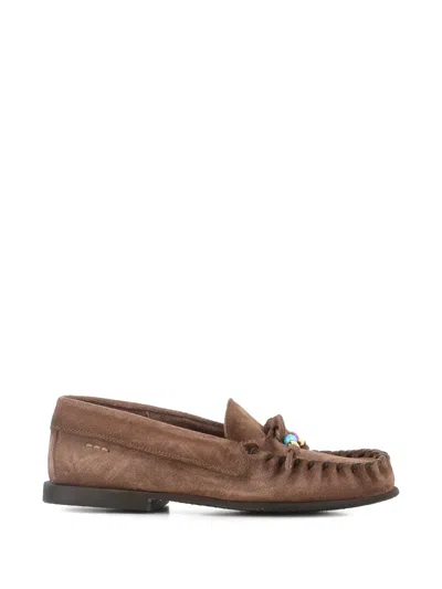 Alexander Hotto Beaded-embellishment Tie Loafers In Brown